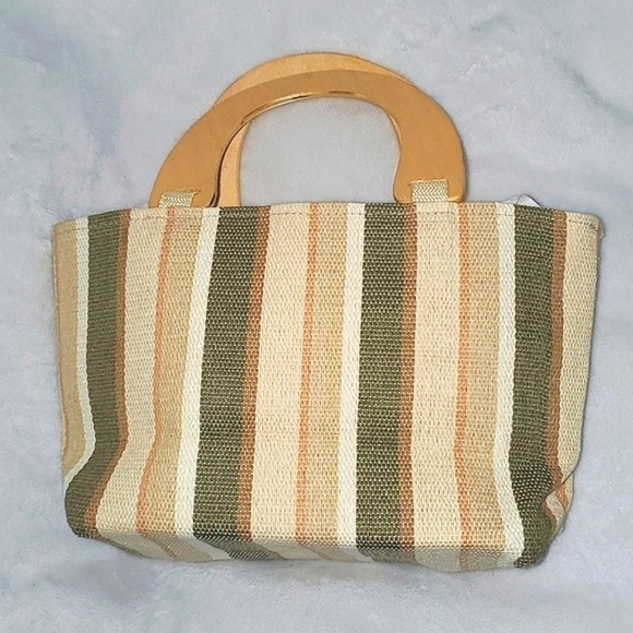 EUC Neiman Marcus Top Handle Striped Mini Tote Bag - Picture 10 of 10